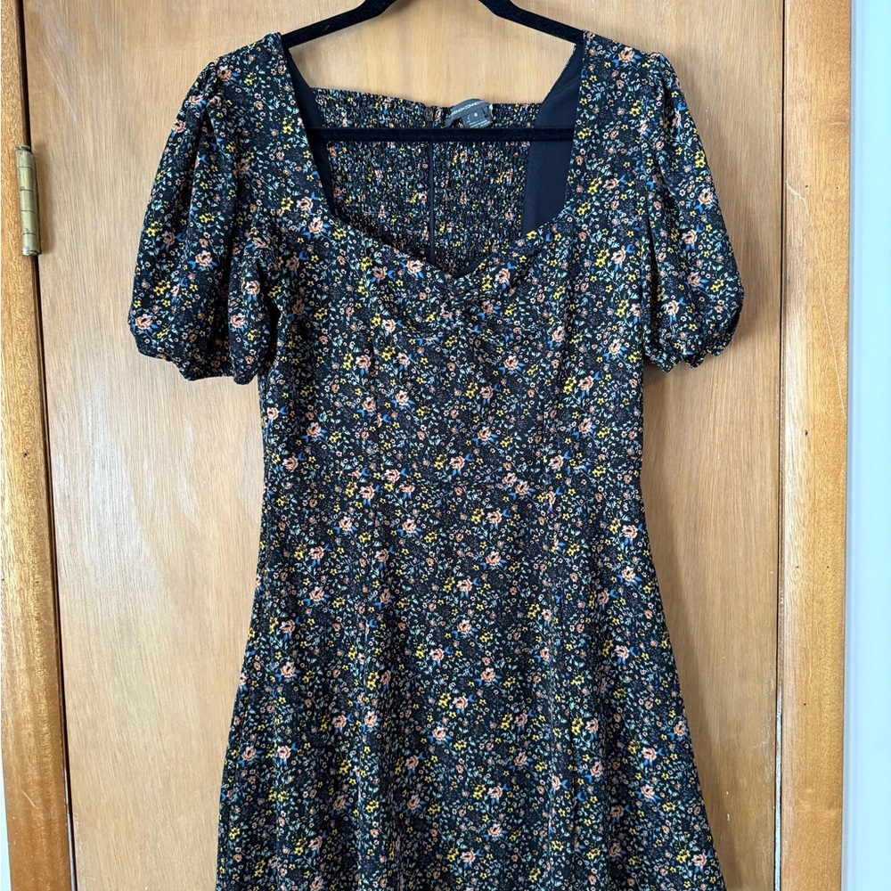 French Connection Black Floral Midi Dress